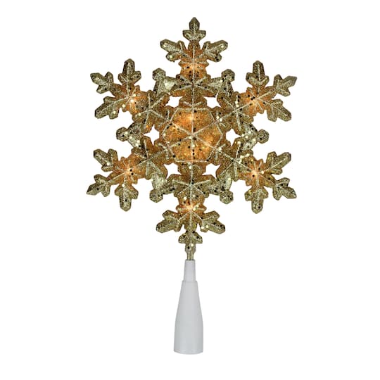9&#x22; Gold Lighted Snowflake Christmas Tree Topper